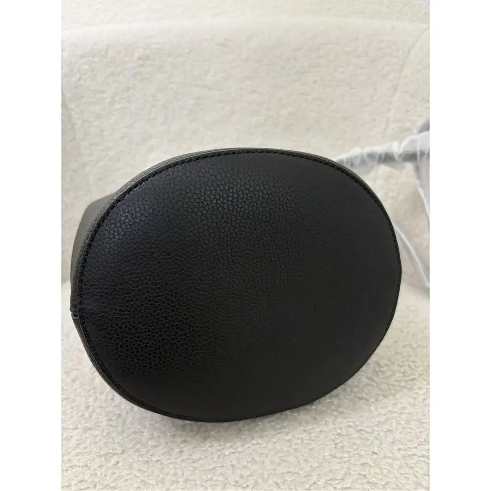 Burberry Black Leather Bucket Bag with Check Strap